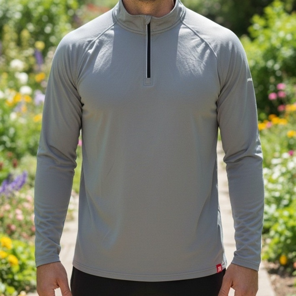 Marucci‎ Mens Grey Quarter Zip Pullover Long Sleeve Athletic Performance Shirt